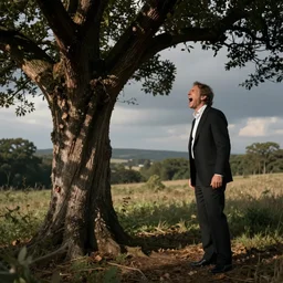 boss ross screaming at a tree