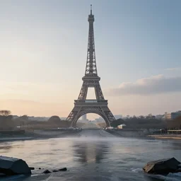 nuclear winter, paris, near future, fantasy, sci - fi, hyper realistic, serene morning.