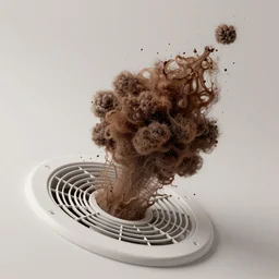 flying poop splashes across an indoor ventilator, trending on artstation, 4 0 mm photo, extremely detailed