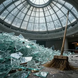 such heaps of broken glass to sweep away you'd think the inner dome of heaven had fallen, highly detailed, cinematic lighting, ricardo bofill anka zhuravleva, dramatic lighting, long shot, ground angle, uhd 8 k, shallow depth of field