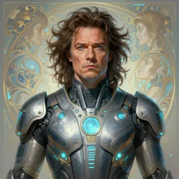 ! dream symmetry!! portrait of a jack black, sci - fi, tech wear, glowing lights!! intricate, elegant, highly detailed, digital painting, artstation, concept art, smooth, sharp focus, illustration, art by artgerm and greg rutkowski and alphonse mucha