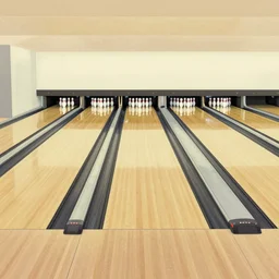 bowling alley in the style of hasui kawase