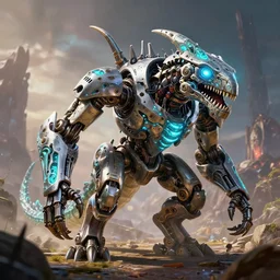 slitherfang machine mecanical creature robot of horizon forbidden west horizon zero dawn bioluminiscence global illumination ray tracing hdr fanart arstation by ian pesty and alena aenami artworks in 4 k