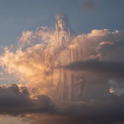 sunset clouds faint virgin mary fractal