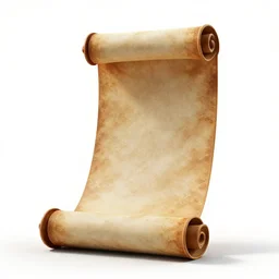 neon ancient scroll, clean 3d render, octane render, isolated on a pure white background, centered, entire object in frame, sharp focus, soft studio lighting