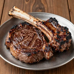 smoked dino steak, flintstones big ribs with dinosaur skin