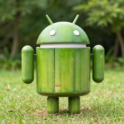 android mascot made from bamboo.