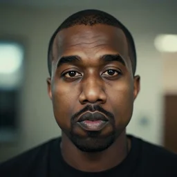 selfie of the face of old kanye west at 6 9 years old, in the future. cinematic lighting, ray tracing, octane render, long lens, shallow depth of field, bokeh, anamorphic lens flare, 8 k, hyper detailed, 3 5 mm film grain
