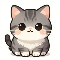 kawaii greystriped cat looking cute, concept art, highly artstation, detailed, cartoon