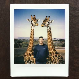 polaroid of two headed giraffe, wlop, steve argyle, ilya kuvshinov, ralph horsley, rossdraw, mark ryden, sophie anderson, lilia alvarado, tom chambers
