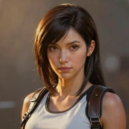 Riveting Tifa Lockhart portrait, atmospheric lighting, painted, intricate, volumetric lighting, beautiful, golden hour, sharp focus, ultra detailed, by Leesha Hannigan, Ross Tran, Thierry Doizon, Kai Carpenter, Ignacio Fernández Ríos