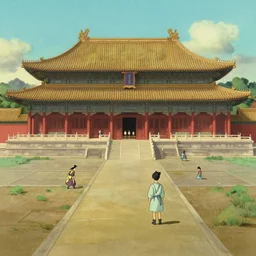 tang dynasty, palace, in the style of studio ghibli, j. c. leyendecker, greg rutkowski, artem
