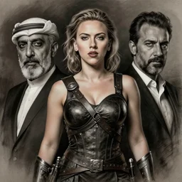 husam wleed and frank frazetta charcoal portrait of scarlett johansson warrior, full figure centered in portrait, 8 k, realistic, photo real, smooth, sharp, intricate detail, hyper detail, dramatic lighting, dramatic shading