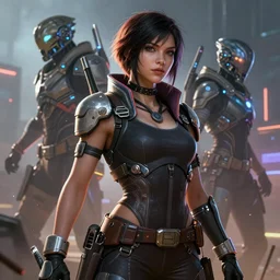 An epic cyberpunk comic book style portrait digital painty of a beautiful girl, Apex Legends Concept Art, hyperrealistic, octane render, Mass Effect, dynamic lighting