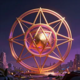 matte painting of the sacred geometry of cyberpunk, brilliant colors, HD