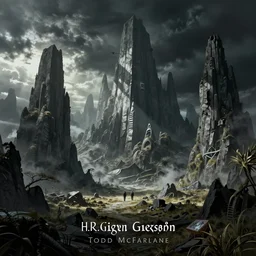 landscape by H.R. Giger, Zdzislaw Beksinski, Todd McFarlane