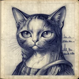 blueprint of the cat eye, detailed, infographic, structured writings, space grid, old manuscript, by of h. r. da vinci