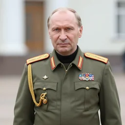 yeltsin in military uniform, photo in color