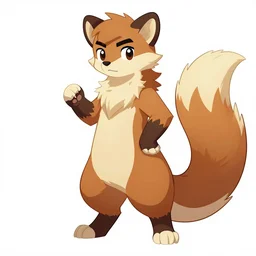 a detailed drawing of a weasel fursona by muggur, deviantart contest winner, furry art, full body, flat shading