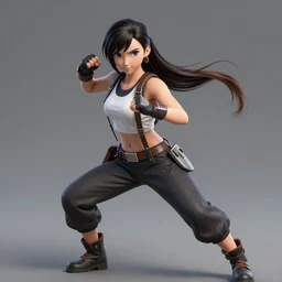 stylised render of tifa lockhart fighting, trending on artstation