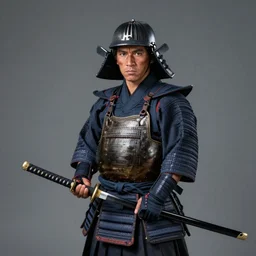 samurai wearing mempo and holding katana