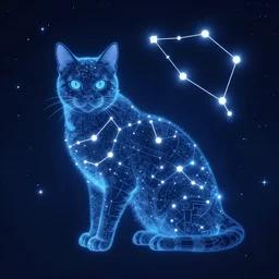 constellation with the appearance of a cat, sci - fi art