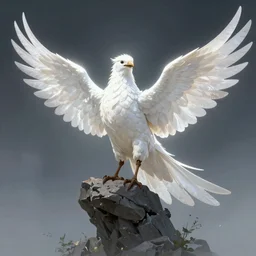 “Knight of light rises the white bird carefully, epic, atmospheric, concept art”
