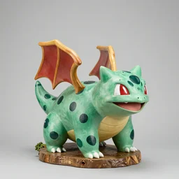 sculpture with bulbasaur, western european, 1 5 0 0's, artist unknown, painted linden and willow wood. swiss national museum, zurich, wide shot