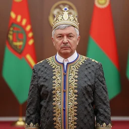 president of belarus in beautiful dress. mucha style. epic composition. highly detailed.
