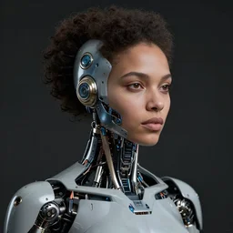 Ultra detailed, 4K Portrait of a cyborg african woman by Rachel Ruysch