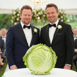 a wedding ceremony for john oliver and a head of cabbage