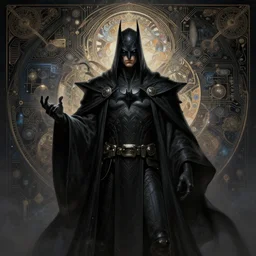 dark portrait of batou as a techno wizard, fantasy, intricate, elegant, highly detailed, digital painting, artstation, smooth, sharp focus, illustration, epic fractal circuit background, artgerm, alphonse mucha, epic cosmic background, erak note, eddie mendoza, christophe young, craig mullins, evan lee, silvain sarrailh, dao trong le, kan liu, character design, trending on artstation
