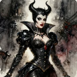 a beautiful watercolor of hell's just a kiss away, black queen, in the style of delphin enjolras, intricate, ultrarealistic, cinematic, dynamic lighting, artstation.
