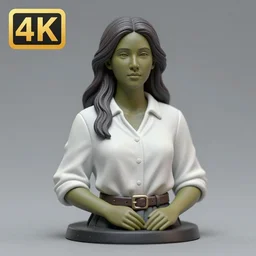 80mm resin detailed miniature of a mother, clothed in white shirt, olive skin, long dark hair, neck belt, beautiful bone structure, symmetrical facial features, Product Introduction Photos, 4K, Full body
