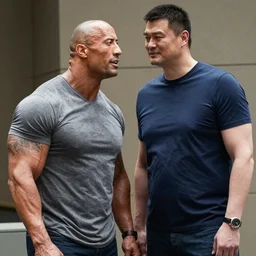 dwayne johnson playing yao ming in a biopic film