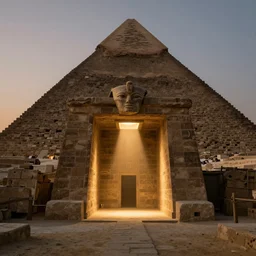 secret chamber in the pyramid, egypt, detailed, unreal engine 5, crepuscular rays, night