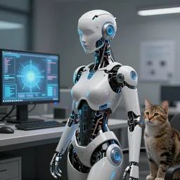 a cybernetic humanoid hybrid of a super computer and cat trending on artstation deviantart pinterest detailed realistic high resolution hd 8 k