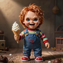 screaming chucky doll made of ice cream