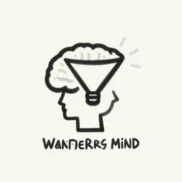 minimalist logo icon for a wandering mind, one person, brain funnel attention, retro psychology, victo ngai, kilian eng, lois van baarle
