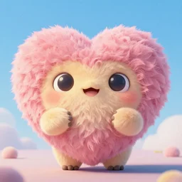 cutie fluffy creature heart, digital art, 3 d, octave render, masterpiece, mega detailed, pixar, disney, vivid illustration, cartoon, fantasy, by george stubbs, artgerm, in the style of ghibli kazuo oga, pastel fur