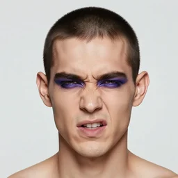 ugly goblin man trying his hardest to look pretty, too much eyeshadow, instagram photo, bad makeup ugly job