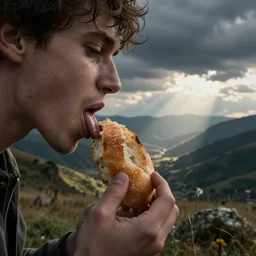 gar licking a bread