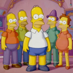 a mixed media portrait painting of homer simpson, by frank frazetta, greg rutkowski, beeple, yoko taro, christian macnevin, beeple, wlop and krenz cushart, epic fantasy character art, volumetric indoor lighting, midday, high fantasy, cgsociety, cheerful colours, full length, exquisite detail, post - processing, masterpiece, cinematic