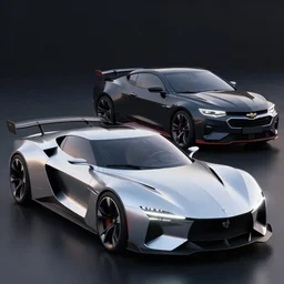 sports car based on nissan and chevy sports car body styles, nissan sports cars, chevy sports cars, concept car, in full view, sharp focus, trending on artstation, unreal engine, photoreal, award winning, concept art, car design by jon sibal and khyzyl saleem