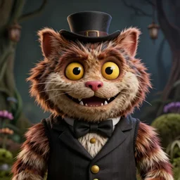 photorealistic portrait of Cheshire, inspired by Tim Burton, detailed, unreal engine 4k