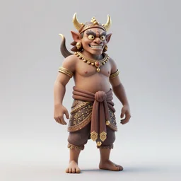 highly detailed 3 d art depicting barong, the balinese demon in a retrofuturistic style. reflective metal, detailed textures, smooth lighting. dark background.