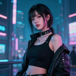 a young lady, cyberpunk