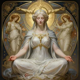a full body portrait of a beautiful ethereal delicate roman mage queen meditative sacral pose catholic stages of the cross, intricate, elegant, highly detailed, digital painting, artstation, concept art, smooth, sharp focus, illustration, art by krenz cushart and artem demura and alphonse mucha