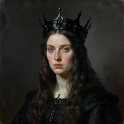 The portrait of Lady in black wax crown by John Riley, dark fantasy, witcher, very detailed oil painting, masterpiece, 8k