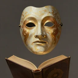 Magic Floating Thespian Mask reading a book, bodyless, theater mask, mask only, Ivan Aivakovsky, Boris Vallejo, epic fantasy character art, D&D Concept Art, Realistic, Regal, Refined, extremely detailed, Detailed Digital Art, Oil Paining, Exquisite detail, post-processing, masterpiece, Cinematic Lighting, Unreal Engine, 8k, HD, Stanley Artgerm Lau, WLOP, Rossdraws, Frank Frazetta, Andrei Riabovitchev, Marc Simonetti, trending on artstation, flawless